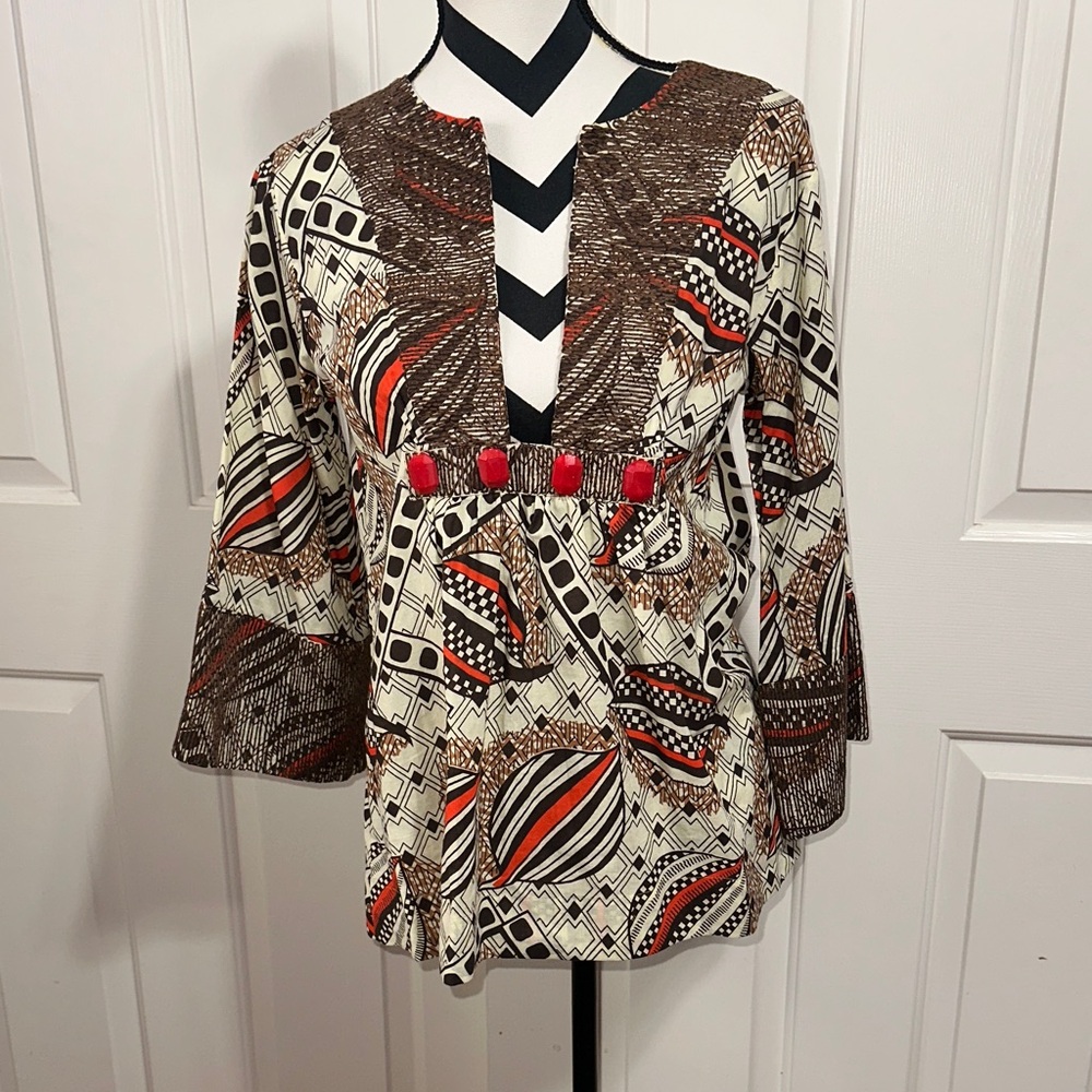 Anya Hindmarch Brown and Red Patterned Tunic